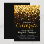 ゴールド ブラック ハリウッド グラム スイート シックスティーン インビテーション (正面/裏面)