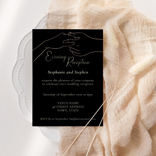 ゴールド ブラック ハンズ 結婚式の披露宴 招待状