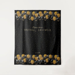 ゴールド ブラック バルーン ブライダル シャワー フォトブース タペストリー