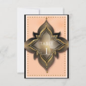 ゴールド ブラック＆ピーチ エキゾチックチック パーティー テーブル ナンバー 招待状 (正面)