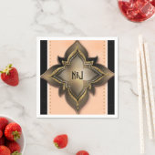 ゴールド ブラック＆ピーチ エキゾチックチック フラワーパーティー スタンダードカクテルナプキン (インサイチュ)