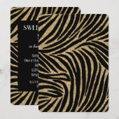 ゴールド ブラック フェイク グリッター ゼブラ スイート シックスティーン 招待状 (正面/裏面)