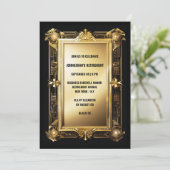 ゴールド ブラック フォト 退職 送別 アート デコ 招待状 (スタンド正面)
