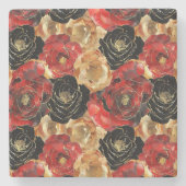 ゴールド ブラック フラワー パーティー ブライダル シャワー ストーンコースター (正面)