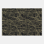 ゴールド ブラック フローラル リップ パーティー ブライダル シャワー ラッピングペーパーシート (正面3)