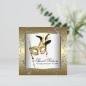 ゴールド ブラック ホワイト スウィート シックスティーン マスカレード パーティー 招待状 (スタンド正面)