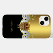 ゴールド ブラック ホワイト フクロウ ジュエル 画像 iPhone Case-Mate iPhoneケース (裏面 (横))