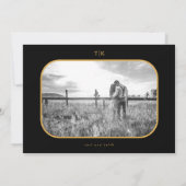 ゴールド ブラック ホワイト ムーディー ウェディング セーブザデート (裏面)