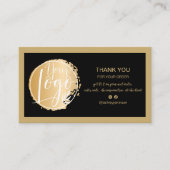 ゴールド ブラック ミニマルロゴ QR 注文ありがとう 名刺 (正面)