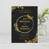 ゴールド ブラック メタリック シャイニー 21歳の誕生日 招待状 (スタンド正面)