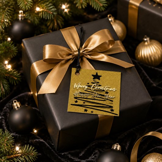 ゴールド ブラック メリークリスマス ハッピーニューイヤー フェイバータグ