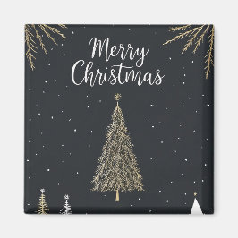 ゴールド&ブラック メリークリスマス ホリデー マグネット