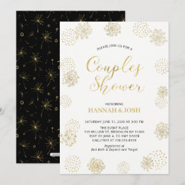 ゴールド＆ブラック モダンスタイリッシュなカップルの結婚前お祝い 招待状