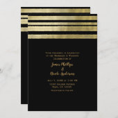 ゴールド&ブラック モダン シック エレガント ウェディング 招待状 (正面/裏面)