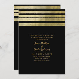 ゴールド＆ブラック モダン シック エレガント ウェディング 招待状