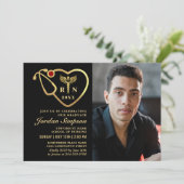 ゴールド ブラック モダン ナーシング スクール 卒業パーティー 招待状 (スタンド正面)