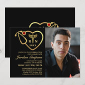 ゴールド ブラック モダン ナーシング スクール 卒業パーティー 招待状 (正面/裏面)