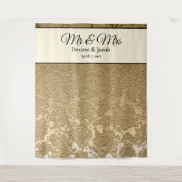 ゴールド ブラック モダン フォトブース ウェディング バックドロップ タペストリー