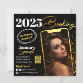 ゴールド ブラック モダン ヘアサロン インスタグラム フライヤー カード (正面)