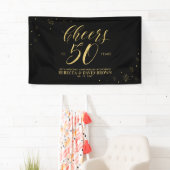 ゴールド＆ブラック モダン 50周年 結婚記念日 横断幕 (インサイチュ)