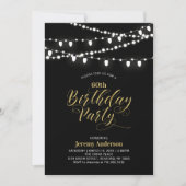 ゴールド＆ブラック モダン 60歳 大人誕生日パーティー 招待状 (正面)