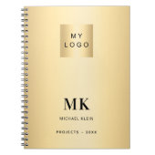 ゴールド ブラック モノグラムイニシャル ビジネス ノートブック (正面)