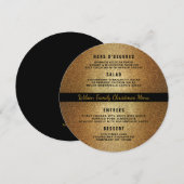 ゴールド ブラック ラウンド クリスマス ディナー メニュー テンプレート (正面/裏面)