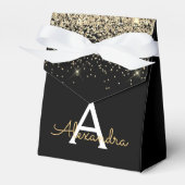 ゴールド ブラック ラグジュアリー グリッター モノグラム フェイバーボックス (正面サイド)