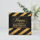 ゴールド ブラック ラグジュアリー ユダヤ美術 お誕生日カード (スタンド正面)