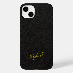 ゴールド ブラック レザー調 シグネチャースクリプト 名前 Case-Mate iPhone 14 PLUSケース
