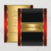 ゴールド ブラック レッド アートデコ 招待状 (正面/裏面)