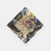 ゴールド ブラック レッド ナイト クラブ フラワーブライダルシャワー スタンダードランチョンナプキン (角)