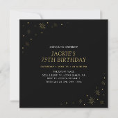 ゴールド＆ブラック | 乾杯 75歳の誕生日パーティー スクエア 招待状 (裏面)