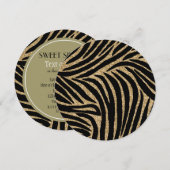 ゴールド ブラック 偽 グリッター ゼブラ柄 スウィート シックスティーン 招待状 (正面/裏面)