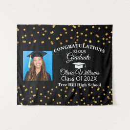 ゴールド ブラック 卒業おめでとう フォト 2021年卒業生 タペストリー