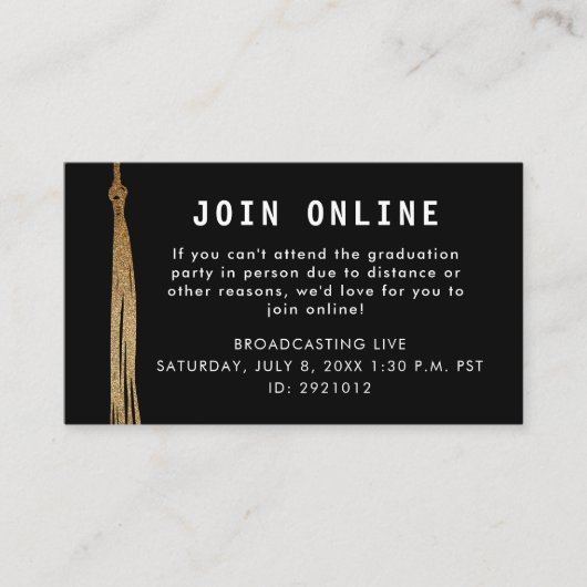 ゴールド ブラック 卒業証書 参加しよう オンライン エンクロージャーカード (正面)