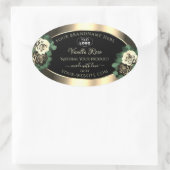 ゴールド ブラック 商品ラベル 花のクリーム色のバラ ロゴ 楕円形シール (バッグ)