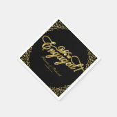 ゴールド ブラック 婚約パーティー 婚約おめでとう スタンダードカクテルナプキン (角)