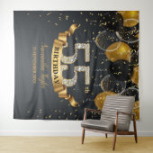 ゴールド ブラック 気球 ダイヤモンド 55歳 誕生日パーティー タペストリー (インサイチュ(横))