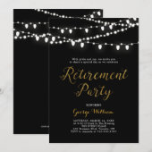 ゴールド & ブラック | 現代的な退職パーティーの招待状 招待状 (正面/裏面)