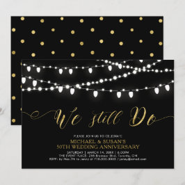 ゴールド & ブラック | 現代的な50周年結婚記念日 招待状