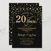 ゴールド ブラック 20周年記念祝賀会の招待状 招待状 (正面/裏面)