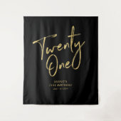 ゴールド&ブラック 21歳の誕生日パーティー 背景タペストリー タペストリー (正面)