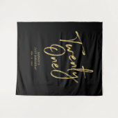 ゴールド＆ブラック 21歳の誕生日パーティー 背景 タペストリー (正面(横))