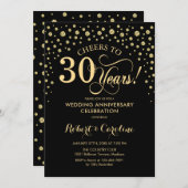 ゴールド ブラック 30周年記念祝賀会の招待状 招待状 (正面/裏面)