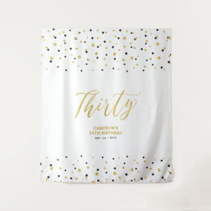 ゴールド＆ブラック 30歳の誕生日パーティー 背景布 タペストリー