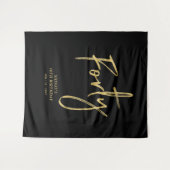 ゴールド＆ブラック 40歳誕生日パーティー 背景 タペストリー (正面(横))