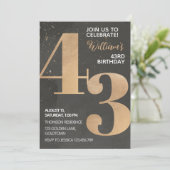 ゴールド ブラック 43歳の誕生日招待状 招待状 (スタンド正面)