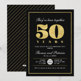 ゴールド&ブラック 50周年結婚記念日招待状 招待状