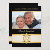 ゴールド ブラック 50周年記念モノグラム招待状 招待状 (正面/裏面)